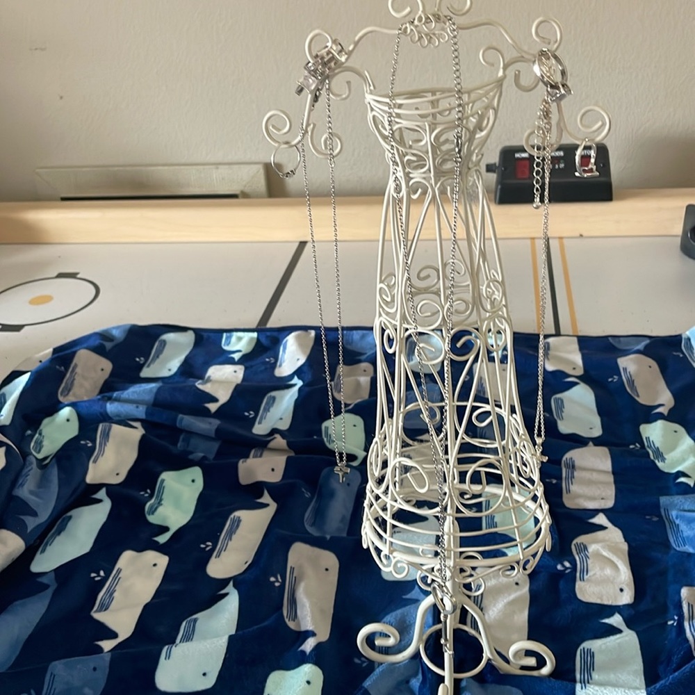 Dress rack jewelry holder.